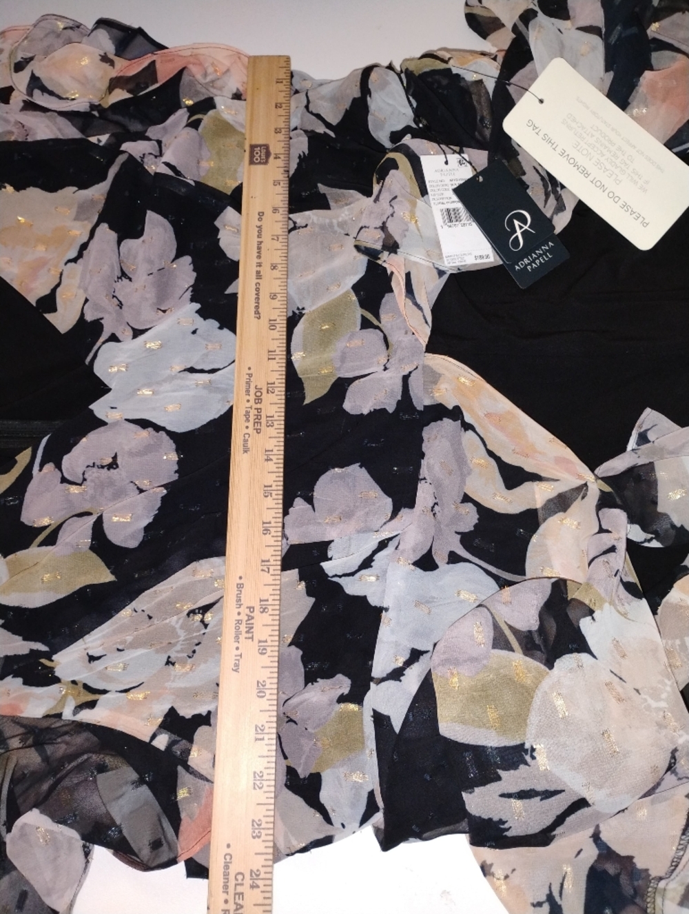 Adrianna Papell Women's Black Jumpsuit Floral Overlay  Gold Accents  New 26 W - Picture 5 of 6